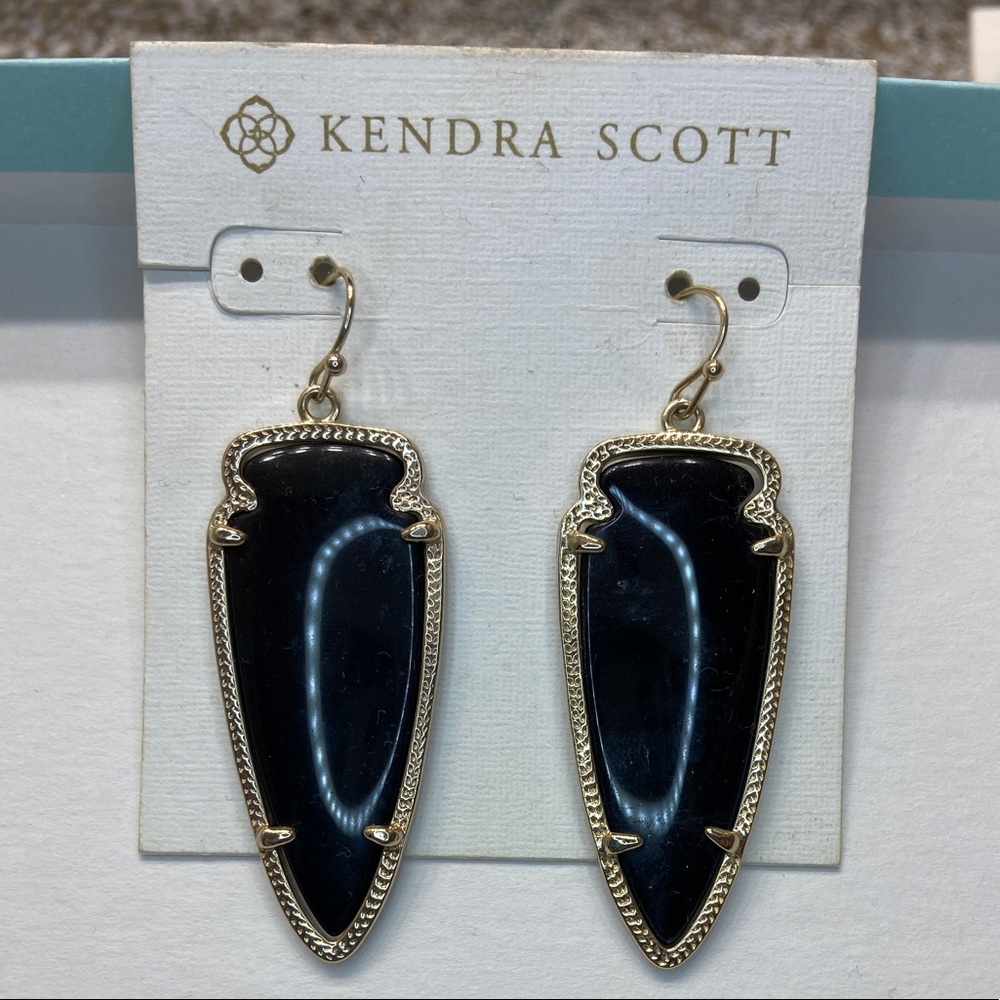 Kendra Scott Arrow Earrings Black and Gold